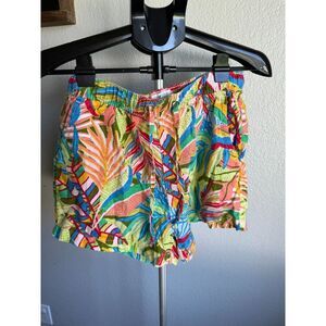 C&C California 100% Linen Tropical Print Shorts Beachy Hawaiian Resort Women's M